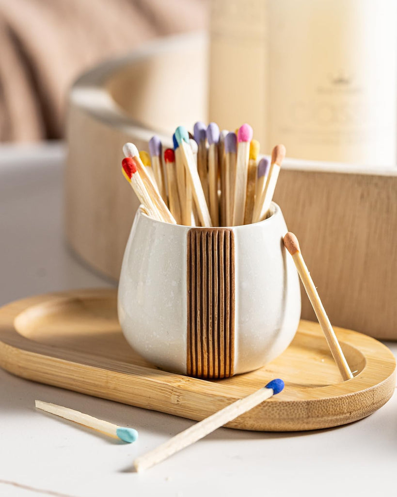 Ceramic Match Striker Holders - Matchstick Container - Set of 2