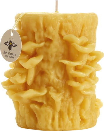 Beeswax Oyster Mushroom Candle, 4 x 3.25in