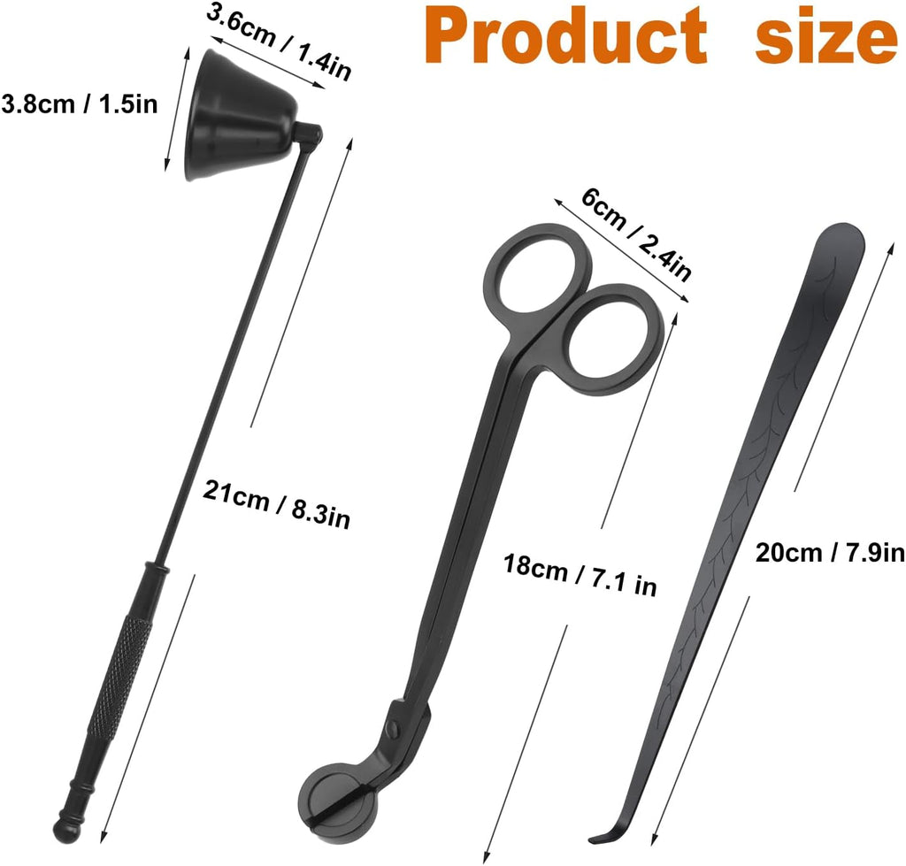 3 in 1 Candle Accessory Set(3 Set), Premium Candle Wick Trimmer, Candle Snuffer, Wick Dipper, Elegant Candle Care Kit