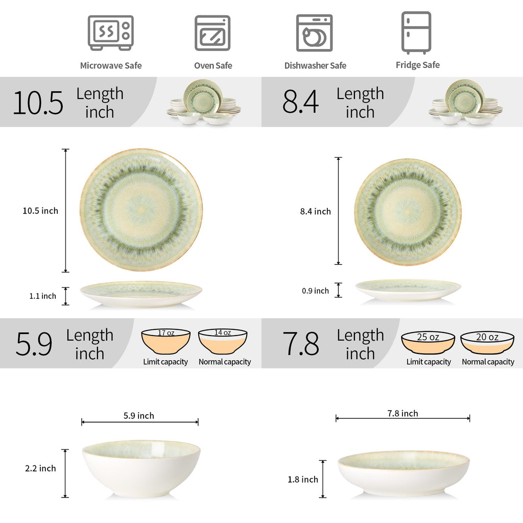 Ceramic Plates and Bowls Sets for 4,16 pcs Dinnerware sets