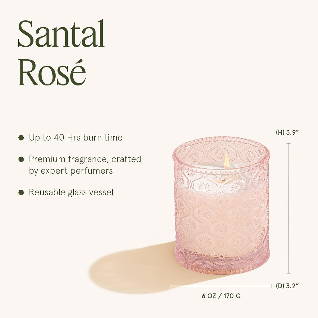 Santal Rosé Scented Candles, Natural Soy 40 Hrs - Set of 6