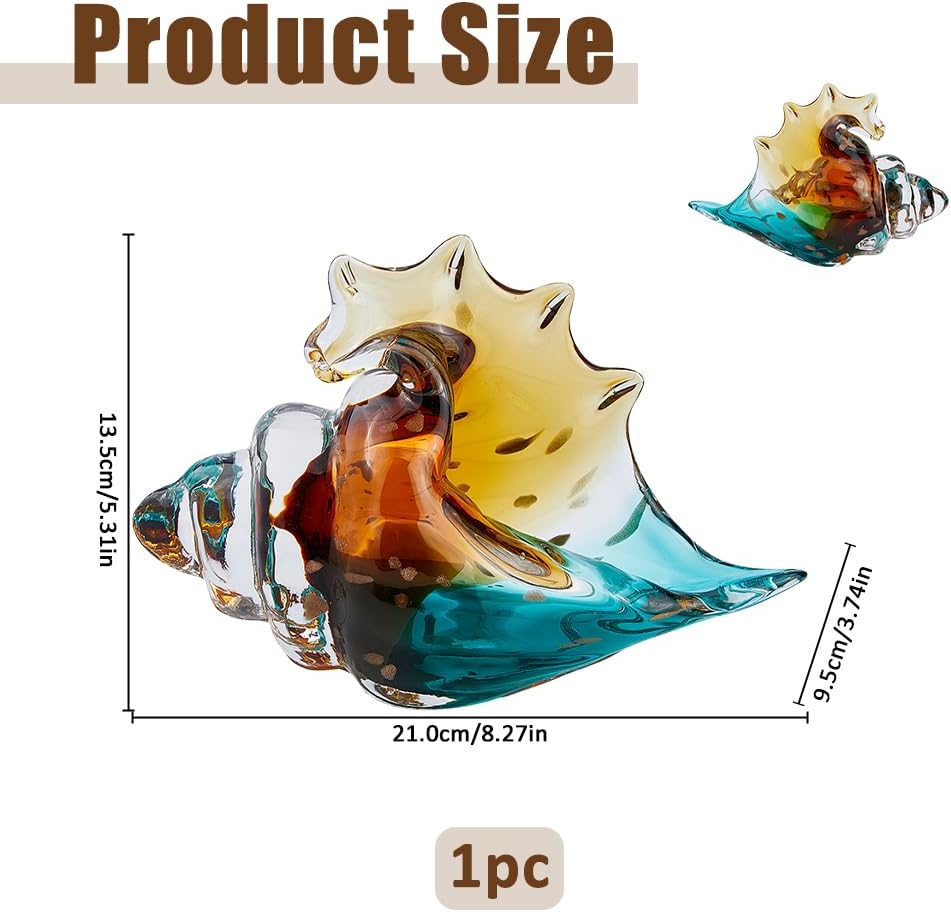 Blown Glass Conch Statue Sea Glass Art Figurines Sea Glass Decor 21x9.5x13.5cm Creative Conch Seashell Statue Coastal