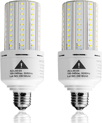 ZP 2-Pack Led Light Bulb 400W Equivalent 6250 Lumen 5000k Cool Daylight White E26/E27 Medium Base 50W Led Corn Light