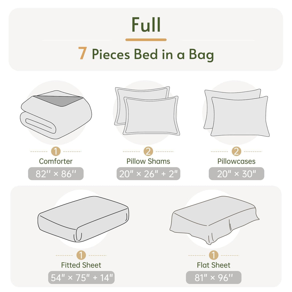 Comforter Set with Sheets - 7 Pieces Bed in a Bag Blue Bedding Sets