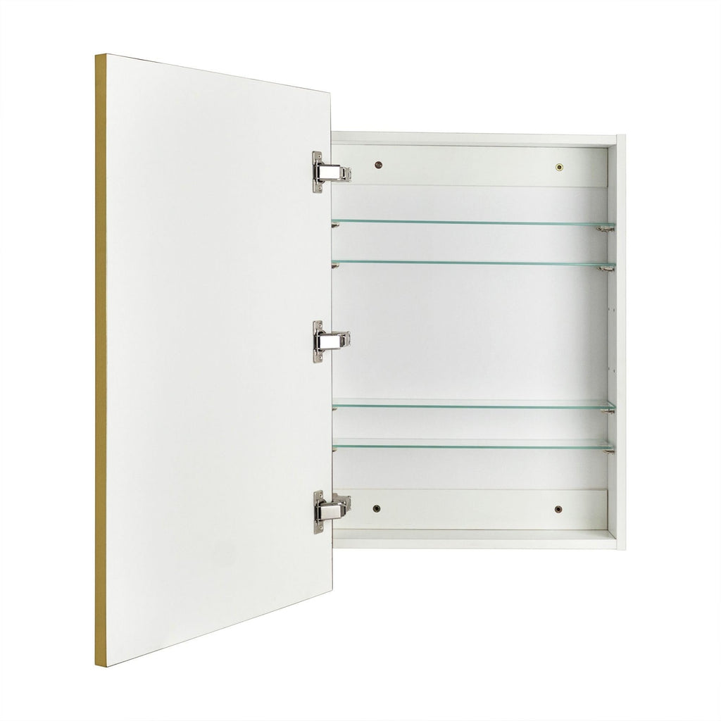 20'' x 30'' Brushed Gold Recessed and Surface Mount Bathroom Medicine Cabinet with Mirror Brushed Gold Square