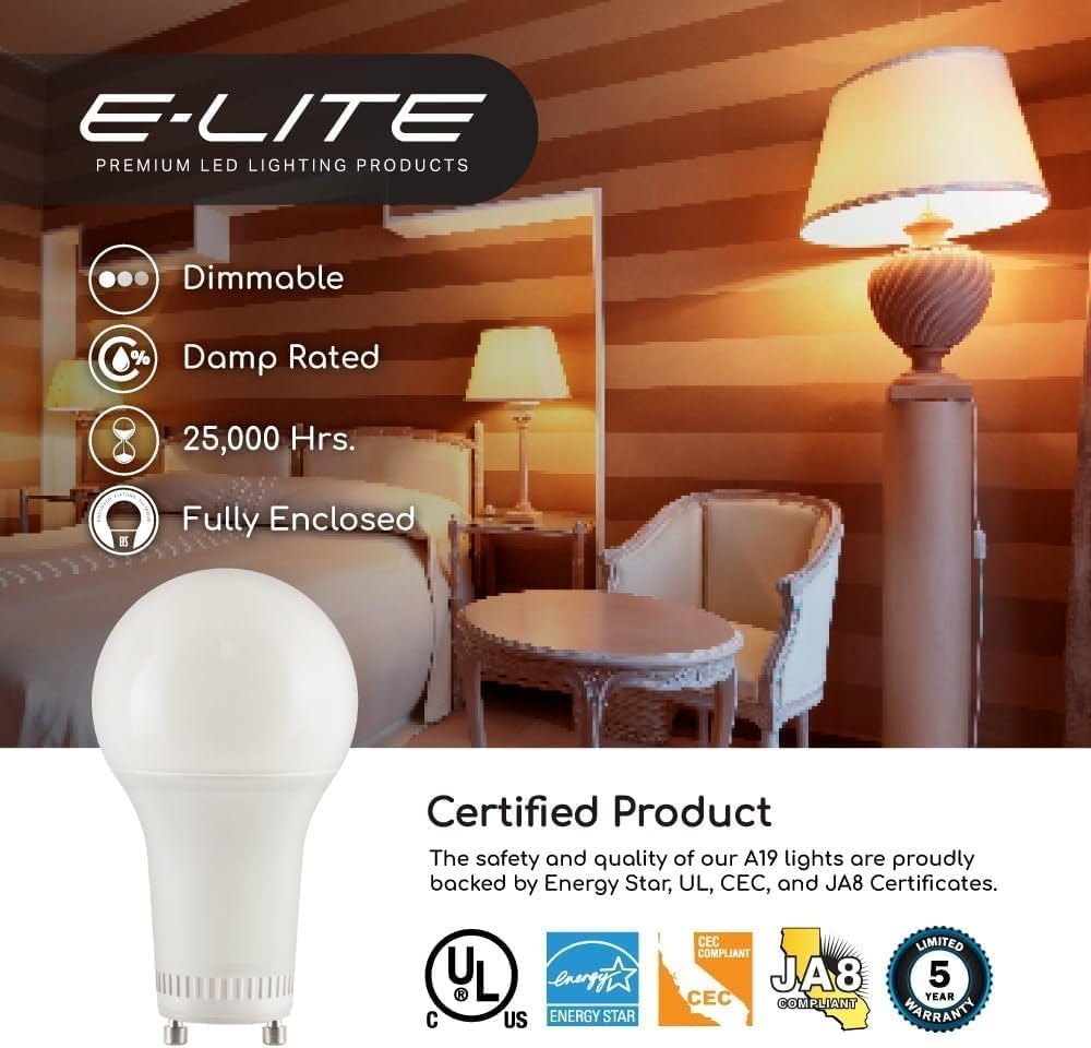 A21 LED Light Bulb 17W GU24 1600 Lumen 2700K Warm White 12 Pack