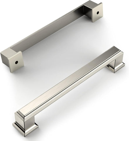 10 Pack Brushed Satin Nickel 5 Inch(128mm) Hole Centers Kitchen Cabinet Pulls Cabient Hardware Kitchen Handles for