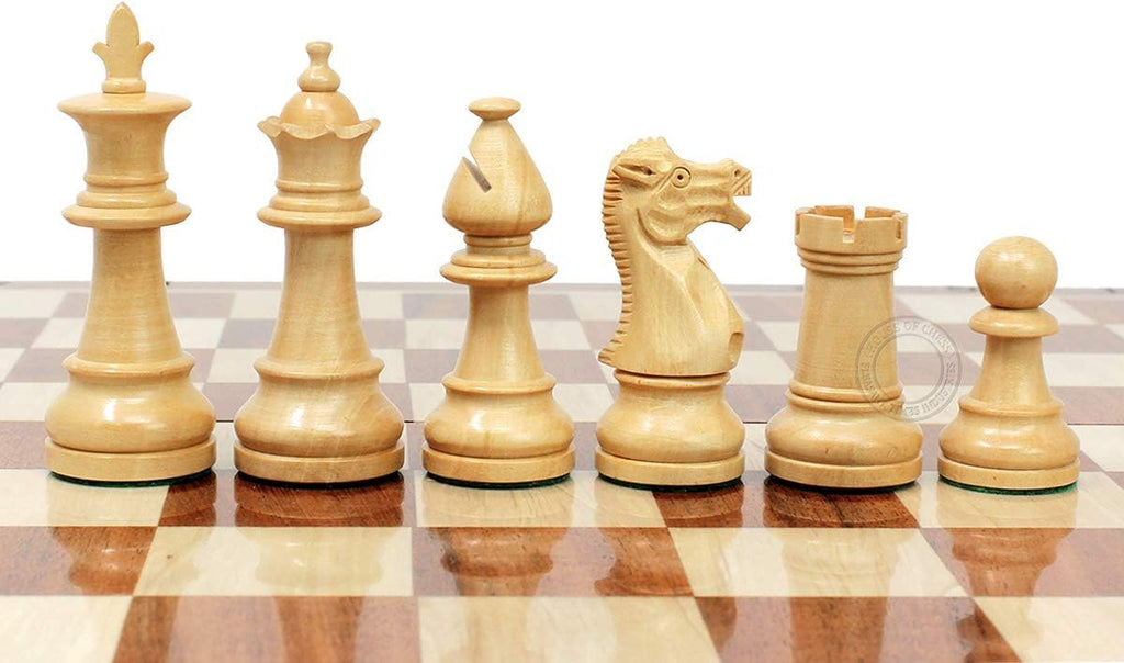 Victorian Staunton Golden Acacia Wood Chess Set - 14 x 14 Inches Wooden Folding Chess Board with Algebraic Notation