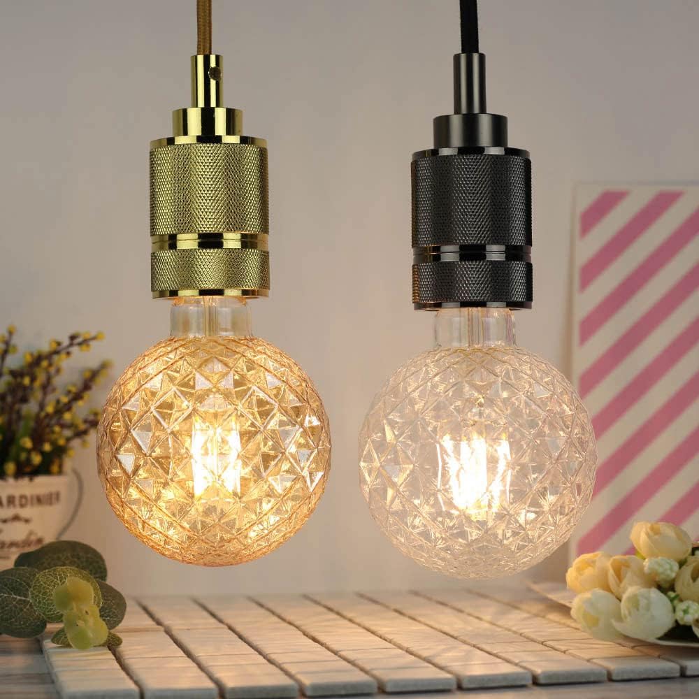 G95 Decorative Edison Light Bulbs 4W E26 LED Filaments Light Bulbs 40W Equivalent E26 Base Amber Glass, Warm White