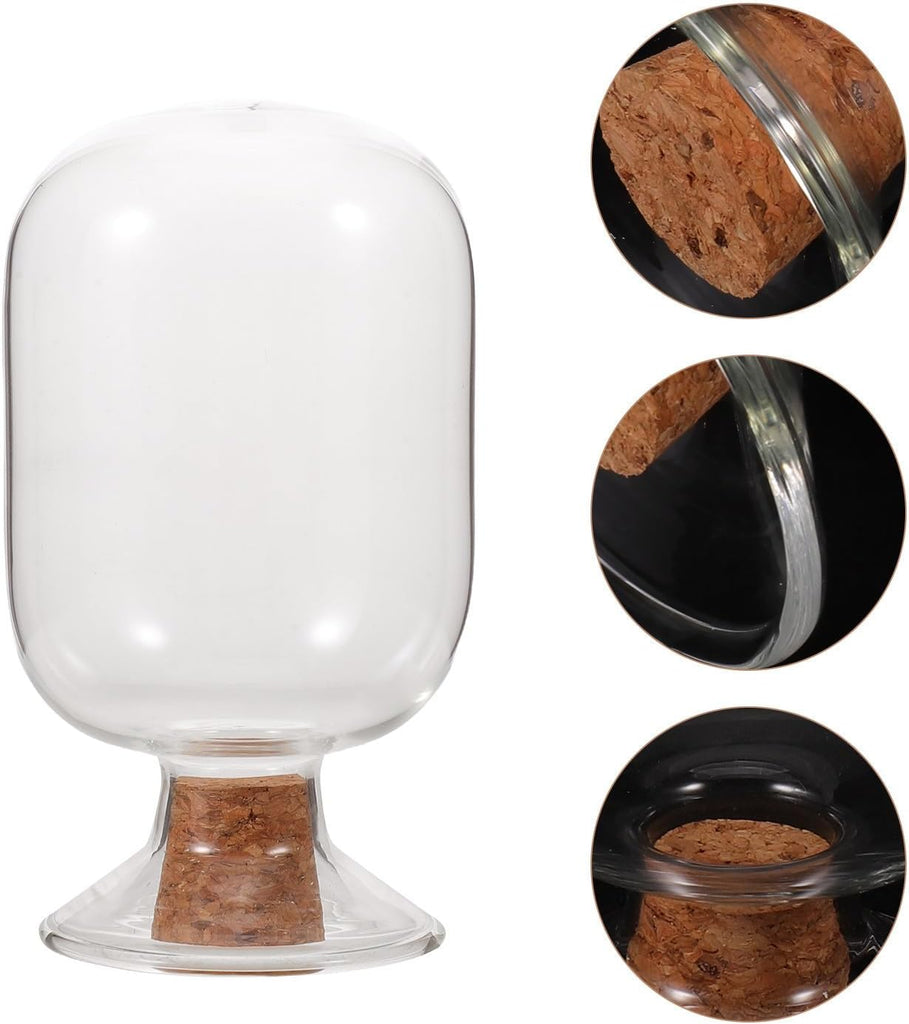 Glass Match Cloche Decorative Match Jar Holder with Cork Lid - Set of 2