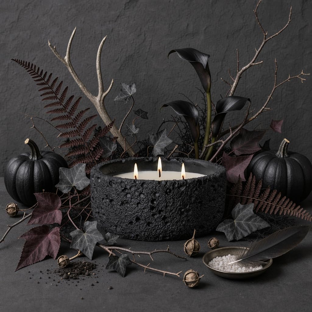 20oz Large Odor Eliminating Candle - Eucalyptus Mint, 3 Wick Fall Scented Soy Candle, Non Toxic, Matte Black Ceramic