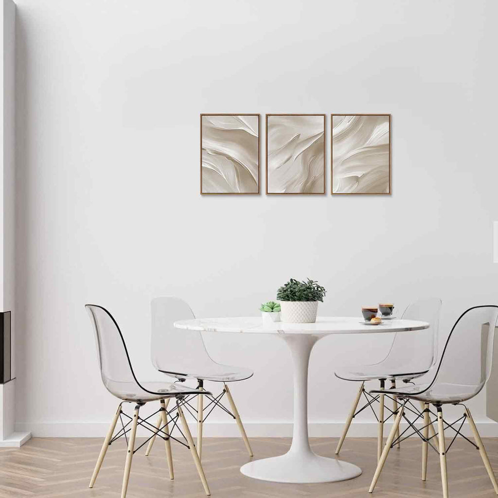 3 Piece Large Modern Abstract Framed Wall Art, Beige Minimalist Wall Art Decor Posters Prints Office, 12x16inBedroom
