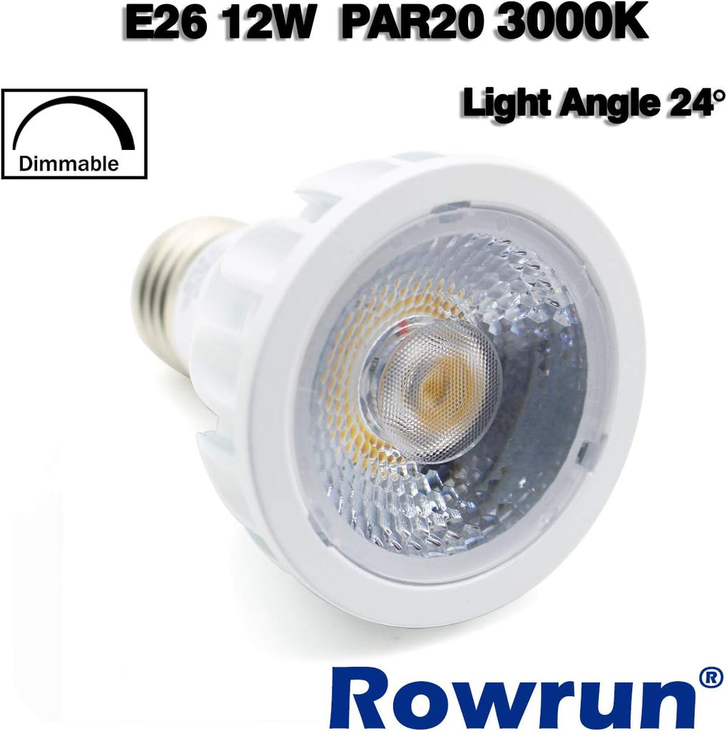 PAR20 E26 Dimmable COB Bulb 12W Warm White 3000K Can Light 2 Pack