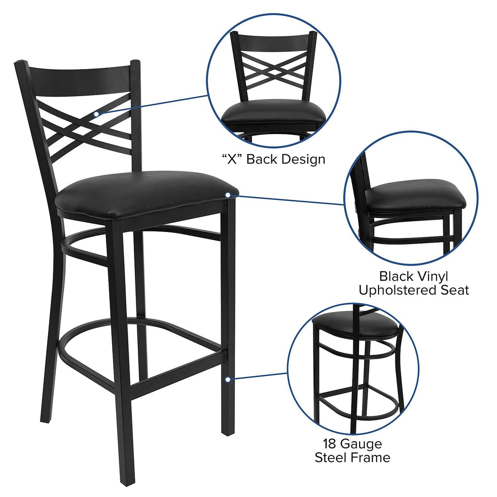 Hercules Metal Restaurant Barstool, Black