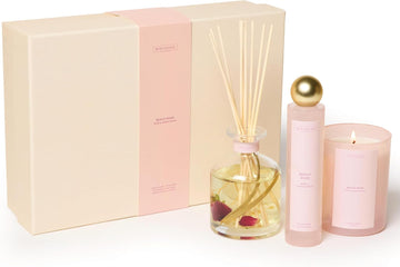 Beach Rose Gift Box | Candle, Room Spray & Reed Diffuser | Rose & Sandalwood | Elegant Home Fragrance | Ready - Set of 3