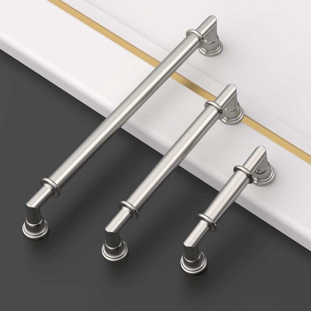2 Pack 7.5 Inch(192mm) Brushed Nickel Cabinet Pulls Heavy-Duty Solid Kitchen Cabinet Handles Satin Nickel Drawer
