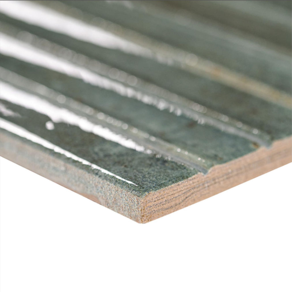Sage Green Ribbed Ceramic Wall Tile (1 Piece)