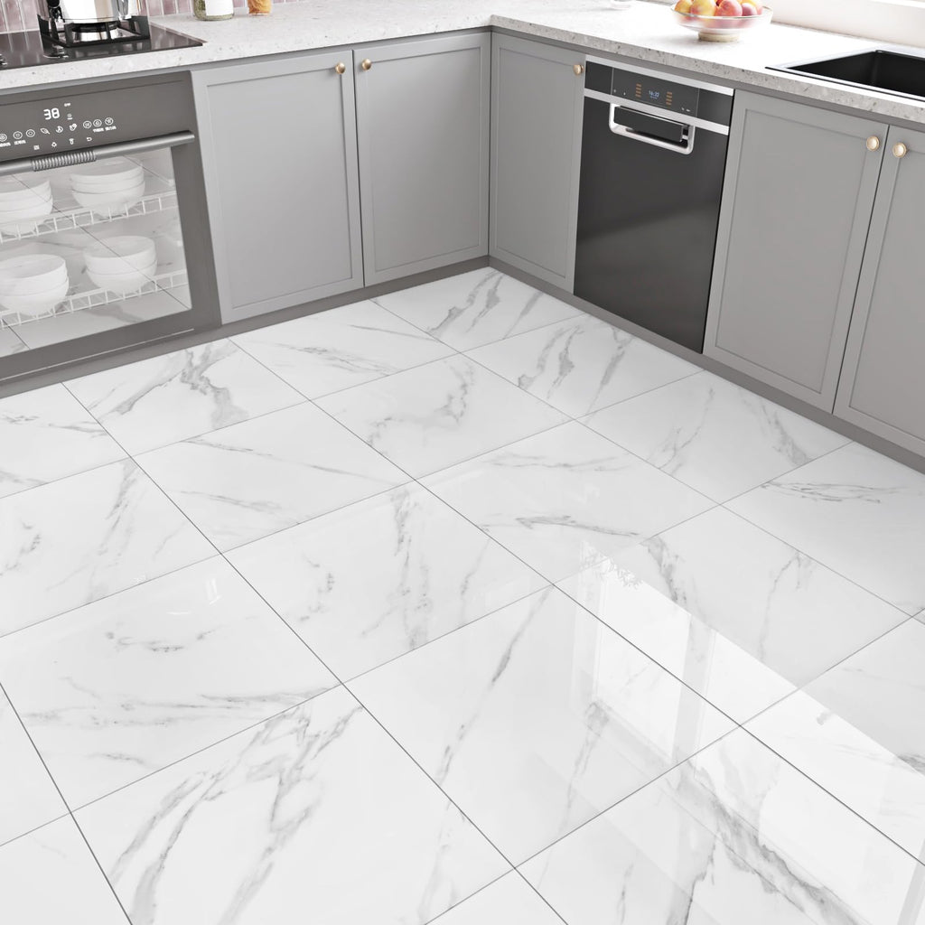 Marble Peel and Stick Floor Tile Bathroom Waterproof Vinyl Tiles