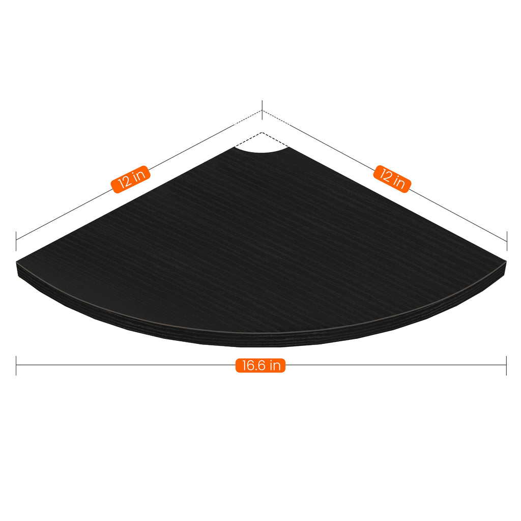 Corner Floating Shelves, 12" Deep Corner Shelves Wall Mounted with Cord Hole, 2 Tier Curved Corner Hanging Shelving