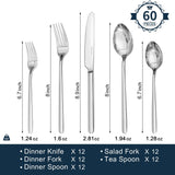 Silverware Sets, 60-Piece Flatware Set for 12