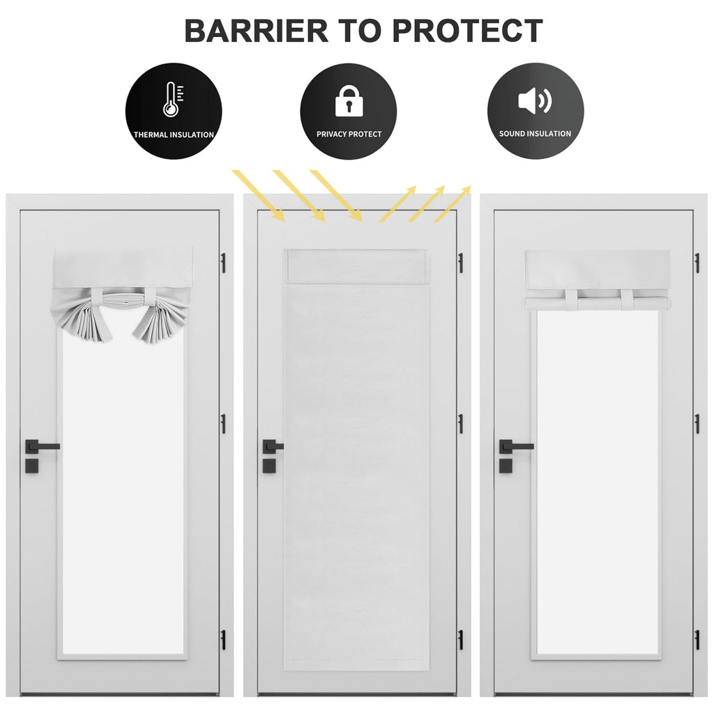 100% Blackout French Door Curtains, Wrinkle Free, Room Darkening, Blocks Light and Heat Through Glass. Drill-Free