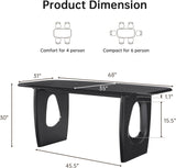 Modern Dining Table for 4-6 People,68'' Rectangle Dining Table, Kitchen Table with Pedestal Base, Dinner Table for