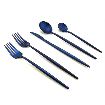 20-Pieces Luxury Blue 18/10 Stainless Steel Flatware Set, Matte Finish, Service for 4