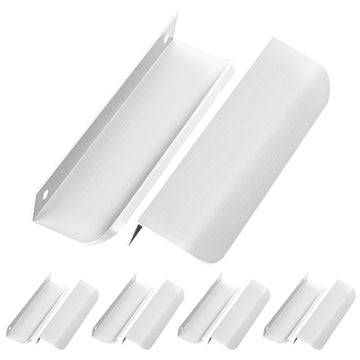 10 Pack Edge Finger Pulls for Cabinets 150mm/5.91" Length, Modern Drawer Concealed Tab Pulls, 128mm Hole Center Large