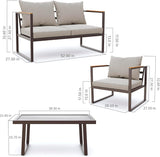 Courtyard Patio Furniture Set, 4-Piece Outdoor Patio Set with Sofa, Removable & Washable Deep Seating Cushion