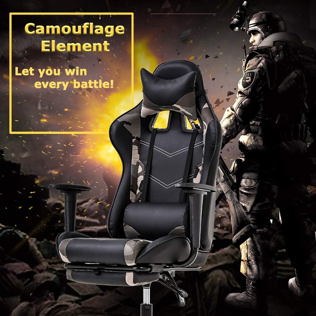 Gaming Chair Racing Office Chair Ergonomic Desk Chair Massage PU Leather Recliner PC Computer Chair with Lumbar