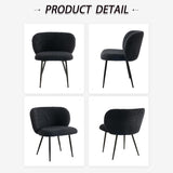 Dining Chairs Set of 2, Upholstered Fabric Dining Room Chairs with Metal Legs, Farmhouse Kitchen Chairs or Modern Accent Chairs for Home, Black