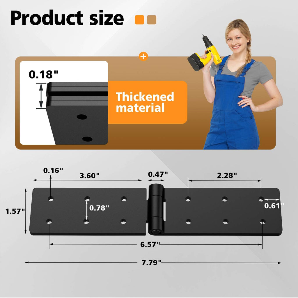 Heavy Duty Gate Hinges, Black Gate Hinges with Screws, Heavy Duty Door Hinges