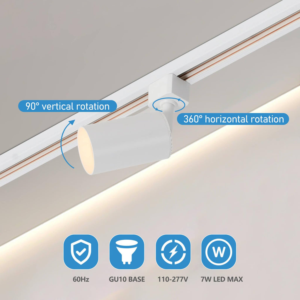 LED Track Lighting Kit with 6.6FT H Track Lighting Rails & Floating Canopy Connector, GU10 Track Light Kit