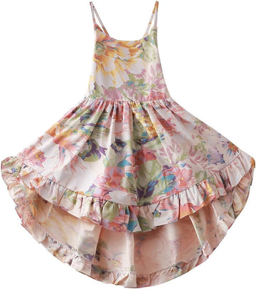 Vintage Floral Girls Dress Summer Casual Cotton Baby Dress