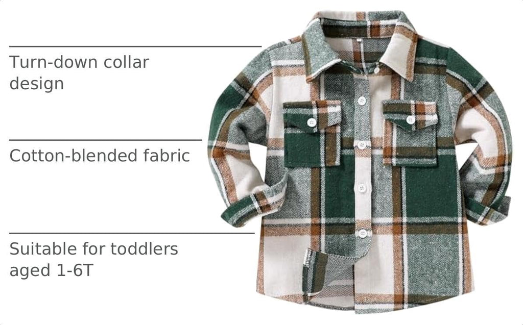 Toddler Flannel Kids Little Baby Boy Girl Long Sleeve Shirt