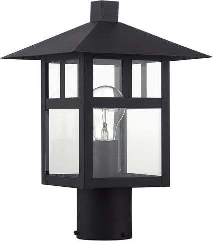 Crestlake Collection, 1 Light Satin Gold Large Outdoor Post Top Lantern with Clear Glass
