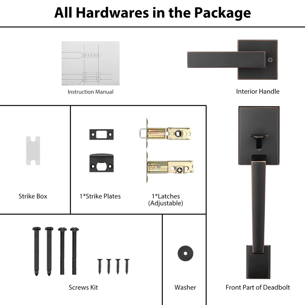 Oil Rubbed Bronze Front Door Handle Exterior Door Handle No Lock