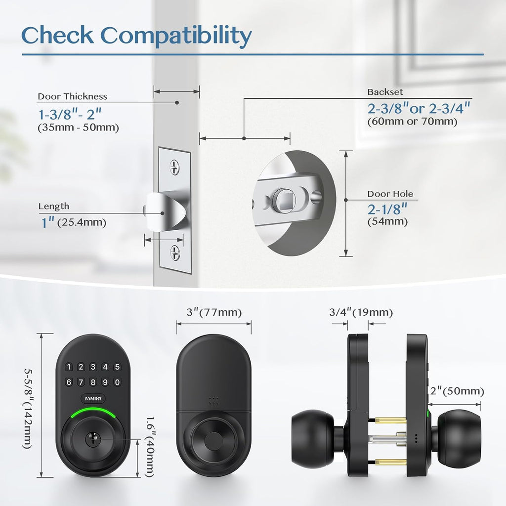 Keypad Smart Door Knob Lock, Keyless Entry Digital Lock with Handle