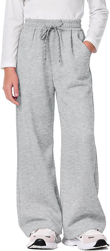 Girls Sweatpants Wide Leg Baggy Drawsting Sweat Pants for Girls Kids Athletic Trackpant Joggers