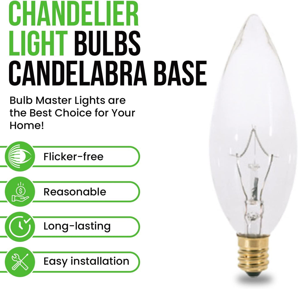 25 watt Candelabra Bulbs, Decorative Incandescent Chandelier Light Bulbs Candle Light Bulbs CTC Chandelier Bulbs