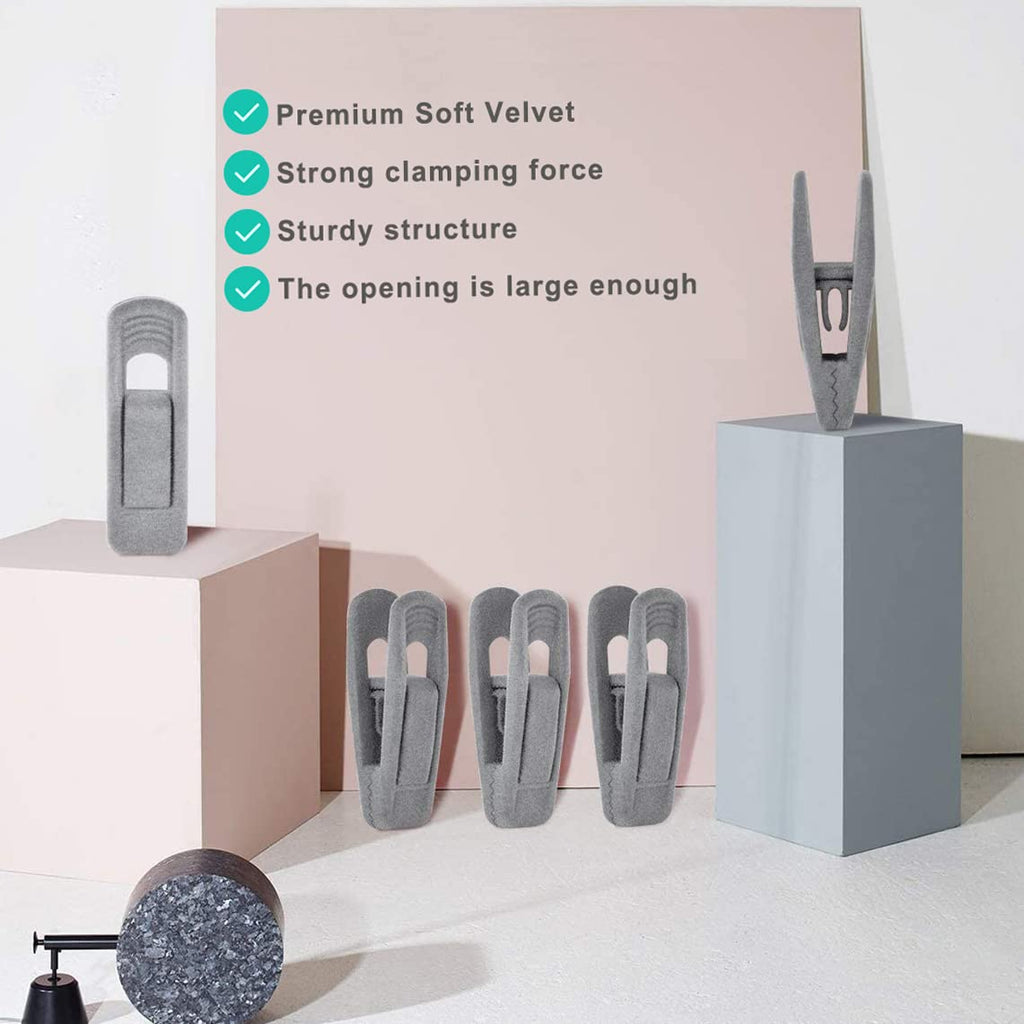 Grey Velvet Hangers Clips (80-Pack), Non-Slip Strong Velvet Hangers Clips for Velvet Skirt Hangers, Velvet Pants