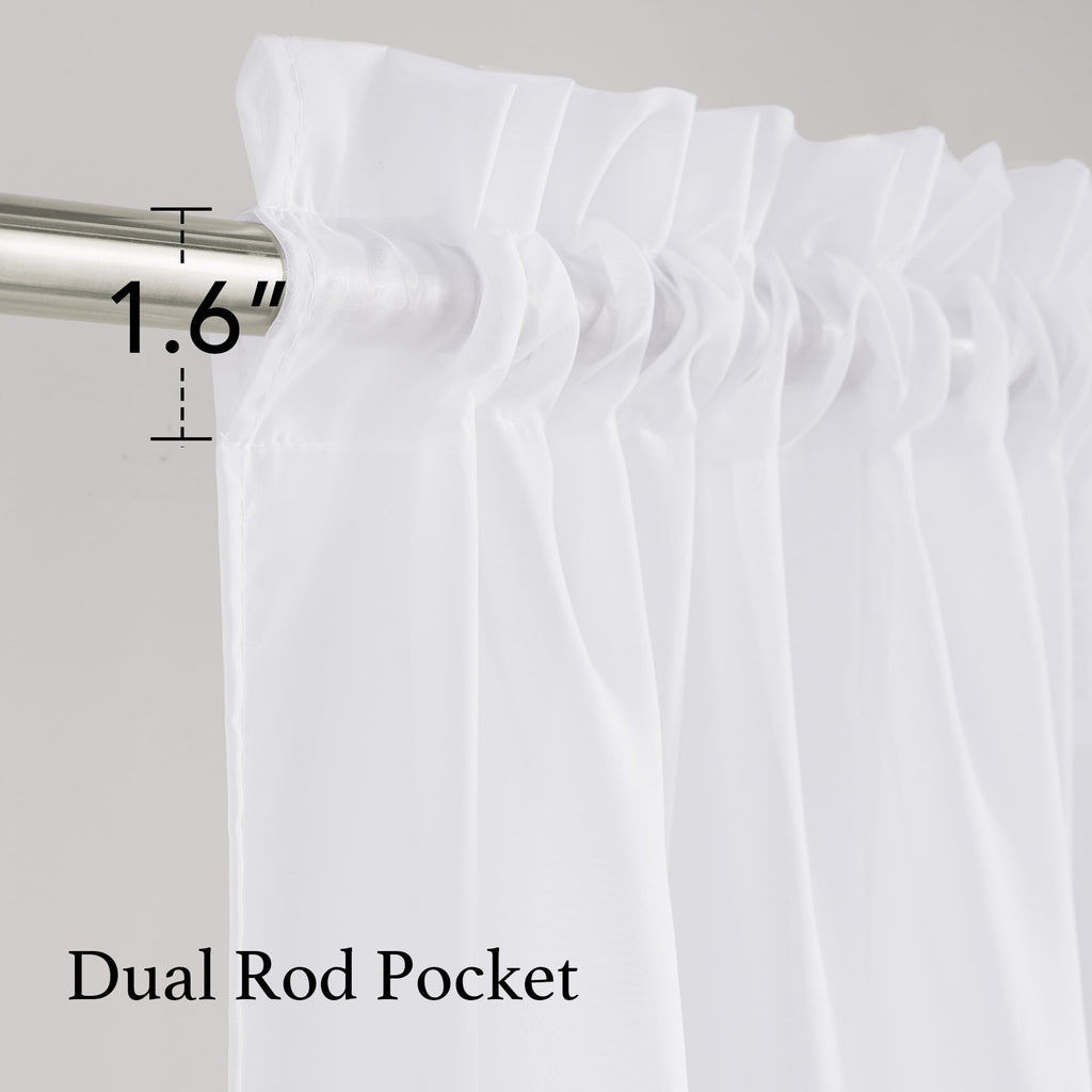White Sheer Curtains 120 inches Long 4 Panels, 42 inch Wide Rod Pocket Light Filtering Drapes Translucent Modern