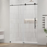 56-60" W x 72" H Frameless Shower Door, SGCC Certified & ANSI Standard Ultra-Clear Tempered Black Shower Door with