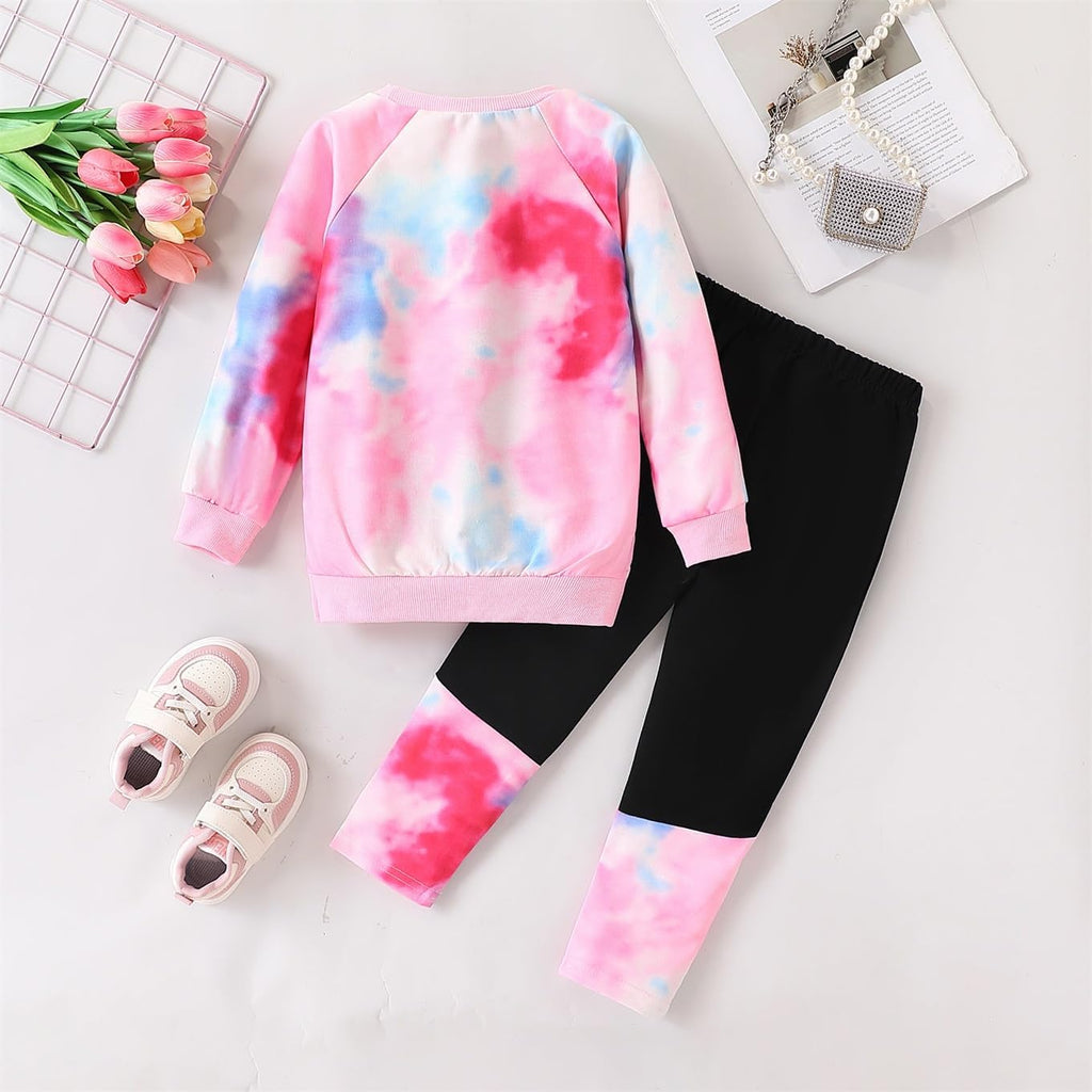 Kids Toddler Girl Long Sleeve Bow Sweatshirt & Denim Straight Leg Jeans Pants Fall Winter Outfits Set