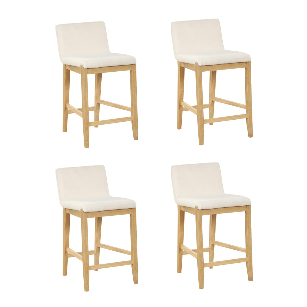 Gracie Modern Counter Height Bar Stool with Back, Counter Stool Upholstered Chair with Natural Textured Linen and