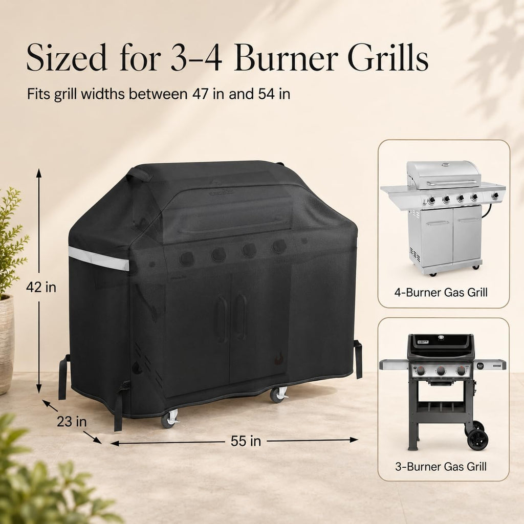 Waterproof Grill Cover 55 Inch for Outdoor Grill | Fits Weber, Char-Broil, Nexgrill, Monument, Dyna-Glo and More