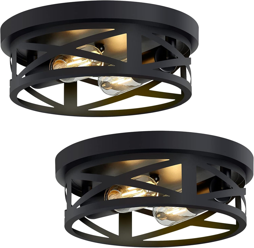 Flush Mount Ceiling Light Fixture,Black 2-Light Hallway Light Fixtures Ceiling,Light Fixtures Ceiling Mount for