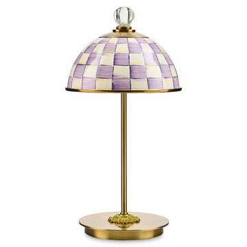 LED Dome Table Lamp, Purple-and-White Violet Check