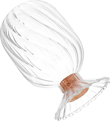 Glass Match Cloche Jar with Cork Stopper Helix Shaped Glass Canister for Decorative Matchstick Display and Storage