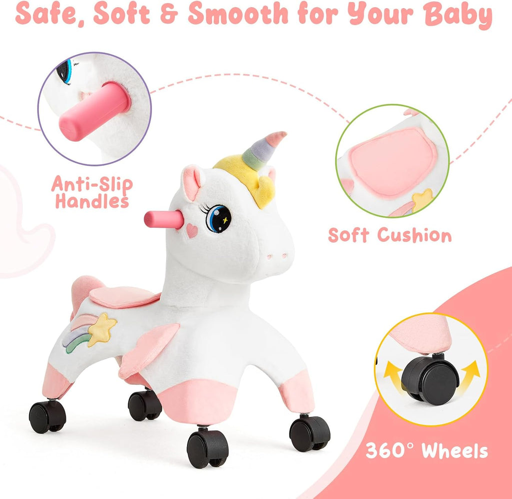 Unicorn Ride On Toys, Toddler Ride On Toys with 360° Wheels, Toddler Bike Designed to Develop Balance & Coordination